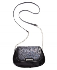Get your glam on with this glittery little lovely from Nine West. Dressed up in candy-colored sequin with signature hardware and chain-link detailing, it's a shining example of standout style. Get your glam on with this glittery little lovely from Nine West. Dressed up in candy-colored sequin with signature hardware and chain-link detailing, it's a shining example of standout style.