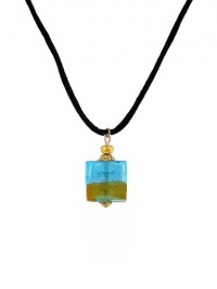 Necklace - N167 - Murano Glass & Fire Polished Glass Style - Square Shape ~ Aqua & Gold Necklace - N167 - Murano Glass & Fire Polished Glass Style - Square Shape ~ Aqua & Gold