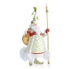 Dressed in dramatic white, green and gold, Candlelight Santa by Patience Brewster has a garland wrapped hat and a candle in his staff. His golden bag is packed with toys for the midnight ride.