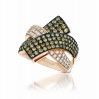 LeVian 14K Rose Gold Cross Over Ring With 1.48 Carats Total Chocolate and White Diamonds LeVian 14K Rose Gold Cross Over Ring With 1.48 Carats Total Chocolate and White Diamonds