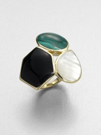 From the Polished Rock Candy Collection. A cluster of three, contrasting semi-precious stones in various shapes set in radiant 18k gold. Malachite, black onyx and mother-of-pearl18k goldImported From the Polished Rock Candy Collection. A cluster of three, contrasting semi-precious stones in various shapes set in radiant 18k gold. Malachite, black onyx and mother-of-pearl18k goldImported