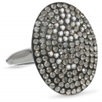 Carnevale Sterling Silver Silver Black Ring with Swarovski Elements Ring, Size 7 Carnevale Sterling Silver Silver Black Ring with Swarovski Elements Ring, Size 7