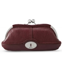 Change things up with this compact coin purse from Fossil that discretely slips into a pocket or purse without a worry. Crafted in rich letter with secure kisslock closure--coins, cards, cash and ID stay perfectly in place. Change things up with this compact coin purse from Fossil that discretely slips into a pocket or purse without a worry. Crafted in rich letter with secure kisslock closure--coins, cards, cash and ID stay perfectly in place.