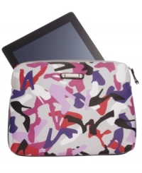 Give your gadget a step up in style with this shoe print dressed iPad sleeve from nine West. Outfitted with signature detailing and a well-padded interior, it slips effortlessly under your arm or in your favorite day bag. Give your gadget a step up in style with this shoe print dressed iPad sleeve from nine West. Outfitted with signature detailing and a well-padded interior, it slips effortlessly under your arm or in your favorite day bag.
