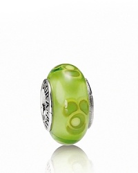 A repeating flower pattern in colorful murano glass adds energy and vibrance to your charm collection. Logo-engraved sterling silver trim displays the PANDORA signature. A repeating flower pattern in colorful murano glass adds energy and vibrance to your charm collection. Logo-engraved sterling silver trim displays the PANDORA signature.