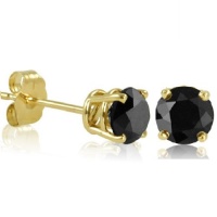 10K Yellow Gold Black Diamond Stud Earrings (1.00 cttw) 10K Yellow Gold Black Diamond Stud Earrings (1.00 cttw)