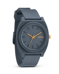 This bold matte grey watch from Nixon has a sporty streak. It features a custom molded band, advanced quartz movement, and a mineral crystal case for a cool combination of style and substance. This bold matte grey watch from Nixon has a sporty streak. It features a custom molded band, advanced quartz movement, and a mineral crystal case for a cool combination of style and substance.