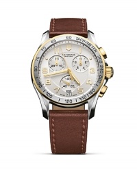Victorinox's classic chronograph boasts an old-school sensibility with a dash of Swiss-made intelligence. Strap on this brown leather trimmed timepiece to add a smart touch to tailoring. Victorinox's classic chronograph boasts an old-school sensibility with a dash of Swiss-made intelligence. Strap on this brown leather trimmed timepiece to add a smart touch to tailoring.