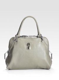 Sumptuous lambskin in a structured silhouette, topped with dual straps for versatility. Available in black with brass hardware, black with nickel hardware or grey with nickel hardware.Double top handles, 6 dropTop zip closureOne outside open pocketOne inside zip pocketOne inside open pocketCotton lining14½W X 11H X 6½DMade in Italy Sumptuous lambskin in a structured silhouette, topped with dual straps for versatility. Available in black with brass hardware, black with nickel hardware or grey with nickel hardware.Double top handles, 6 dropTop zip closureOne outside open pocketOne inside zip pocketOne inside open pocketCotton lining14½W X 11H X 6½DMade in Italy