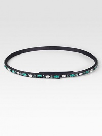 An elegant fabric design with dazzling rhinestone embellishments. Glass stonesWidth, about ½Made in Italy An elegant fabric design with dazzling rhinestone embellishments. Glass stonesWidth, about ½Made in Italy