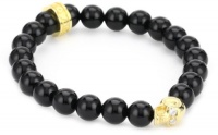 Queen Baby 8mm Polished Onyx Bead Bracelet with 18K Vermiel Skull Bead with Cubic-Zirconia Eyes Queen Baby 8mm Polished Onyx Bead Bracelet with 18K Vermiel Skull Bead with Cubic-Zirconia Eyes
