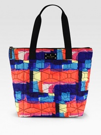 Tote your essentials using this roomy tote made of quilted nylon in bright, contrasting hues. Double top handles, 8½ dropZip closureOne inside open pocketCotton lining13W X 12H X 5DImported Tote your essentials using this roomy tote made of quilted nylon in bright, contrasting hues. Double top handles, 8½ dropZip closureOne inside open pocketCotton lining13W X 12H X 5DImported