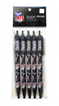NFL New England Patriots Disposable Black Ink Click Pens, 5-Pack NFL New England Patriots Disposable Black Ink Click Pens, 5-Pack
