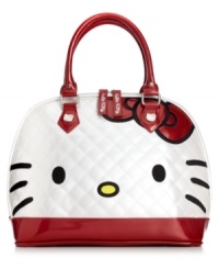 Satisfy your kitty crave with this purr-fectly pretty satchel, featuring the adorable Hello Kitty face on the front. Gorgeously glossy and accented with signature detailing, it's the ultimate fashionista find. Satisfy your kitty crave with this purr-fectly pretty satchel, featuring the adorable Hello Kitty face on the front. Gorgeously glossy and accented with signature detailing, it's the ultimate fashionista find.