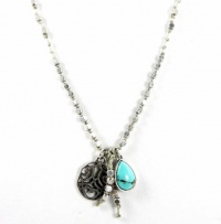 Lucky Brand Necklace, Silver-Tone Turquoise Double Charm Necklace Lucky Brand Necklace, Silver-Tone Turquoise Double Charm Necklace