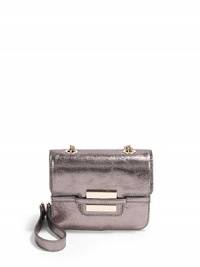 THE LOOKChain-and-leather crossbody strapCrackled metallic leather constructionFlap with magnetic snap closureFront logo hardwareTHE MEASUREMENTCrossbody strap, 22 drop6¾W X 6;H X 2½DTHE MATERIALMetallic leatherFully linedORIGINImported THE LOOKChain-and-leather crossbody strapCrackled metallic leather constructionFlap with magnetic snap closureFront logo hardwareTHE MEASUREMENTCrossbody strap, 22 drop6¾W X 6;H X 2½DTHE MATERIALMetallic leatherFully linedORIGINImported