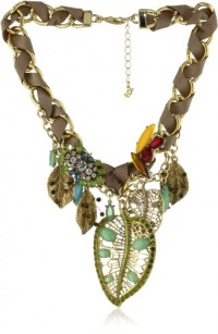 ABS By Allen Schwartz Tropic Traveler Gold-Tone Mixed Media Drama Necklace ABS By Allen Schwartz Tropic Traveler Gold-Tone Mixed Media Drama Necklace