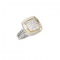 925 Silver & Diamond Square Ring with 14k Gold Accents (0.15ctw)- Sizes 6-8 925 Silver & Diamond Square Ring with 14k Gold Accents (0.15ctw)- Sizes 6-8