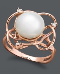 Pearl perfection. A delicate 14k rose gold setting cradles a shimmering cultured freshwater pearl (10-12 mm) and sparkling diamond accents. Pearl perfection. A delicate 14k rose gold setting cradles a shimmering cultured freshwater pearl (10-12 mm) and sparkling diamond accents.