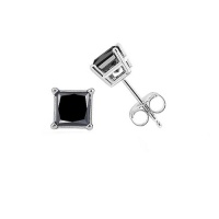 0.20ct Tw Black Diamond Stud Earrings in Sterling Silver (Princess-cut) 0.20ct Tw Black Diamond Stud Earrings in Sterling Silver (Princess-cut)