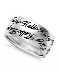 The write stuff. This ring from Hello Kitty, set in sterling silver, is engraved for an understated, yet bold, look. Size 7. The write stuff. This ring from Hello Kitty, set in sterling silver, is engraved for an understated, yet bold, look. Size 7.