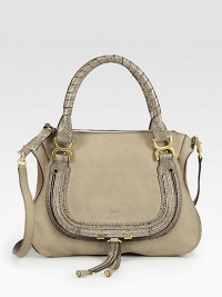 Luxurious python upgrades this leather satchel with sleek goldtone hardware and a detachable strap. Detachable leather shoulder strap, 18½ dropDouble python-wrapped top handles, 6 dropTop zip closureOne outside open pocketOne inside zip pocketOne inside open pocketCotton lining13¾W X 11H X 4½DMade in Italy Luxurious python upgrades this leather satchel with sleek goldtone hardware and a detachable strap. Detachable leather shoulder strap, 18½ dropDouble python-wrapped top handles, 6 dropTop zip closureOne outside open pocketOne inside zip pocketOne inside open pocketCotton lining13¾W X 11H X 4½DMade in Italy