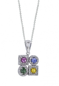 Effy Jewlery 14K White Gold Diamond & Multi Stone Pendant, 1.15 TCW Effy Jewlery 14K White Gold Diamond & Multi Stone Pendant, 1.15 TCW