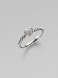 From the Cable Collectibles Collection. Elegantly braided sterling silver is accented with a sweet pavé diamond heart.Diamonds, 0.07 tcw Sterling silver Width, about ¾ Imported From the Cable Collectibles Collection. Elegantly braided sterling silver is accented with a sweet pavé diamond heart.Diamonds, 0.07 tcw Sterling silver Width, about ¾ Imported