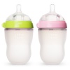 Comotomo Natural Feel Baby Bottle Double Pack, Green/Pink, 250ml, 3-6 Months