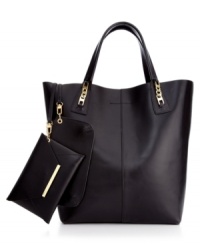 A sleek look ready to go from the workplace to dinner on the town. This BCBGMAXAZRIA tote is ideal for the girl-on-the-go who needs her daily essentials within arm's reach. A sleek look ready to go from the workplace to dinner on the town. This BCBGMAXAZRIA tote is ideal for the girl-on-the-go who needs her daily essentials within arm's reach.