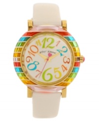 Find your rainbow connection with this vibrant and playful watch by Betsey Johnson. Find your rainbow connection with this vibrant and playful watch by Betsey Johnson.
