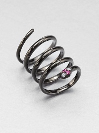From the Meadowlark Collection. An exotic yet minimalist design featuring a wrapped snake design accented with sparking white sapphires and rich rubies. Black rhodium-plated sterling silverWhite sapphire and rubyWidth, about .8Imported From the Meadowlark Collection. An exotic yet minimalist design featuring a wrapped snake design accented with sparking white sapphires and rich rubies. Black rhodium-plated sterling silverWhite sapphire and rubyWidth, about .8Imported