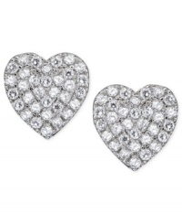Open up your heart to these sparkly earrings from CRISLU. These studs feature a pretty heart shape decorated with hand-cut cubic zirconias (1/3 ct. t.w.). Set in platinum over sterling silver. Nickel-free. Approximate drop: 1/4 inch. Open up your heart to these sparkly earrings from CRISLU. These studs feature a pretty heart shape decorated with hand-cut cubic zirconias (1/3 ct. t.w.). Set in platinum over sterling silver. Nickel-free. Approximate drop: 1/4 inch.
