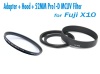 EzFoto Adapter Ring + Hood (100% replaces FUFJIFILM LH-X10) + 52mm Pro1-D Super Slim Multi-Coated UV Filter for Fuji Finepix X10