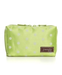 Pretty in polka dots! Store your cosmetics in style with this adorable satin travel bag with a zip-top closure. Pretty in polka dots! Store your cosmetics in style with this adorable satin travel bag with a zip-top closure.