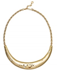 Intergalactic glam. Alfani's unique statement necklace features a curved bar design accented by sparkling glass accents in neutral hues. Approximate length: 16 inches + 3-inch extender. Approximate drop length: 2-1/2 inches. Approximate drop width: 5 inches. Intergalactic glam. Alfani's unique statement necklace features a curved bar design accented by sparkling glass accents in neutral hues. Approximate length: 16 inches + 3-inch extender. Approximate drop length: 2-1/2 inches. Approximate drop width: 5 inches.