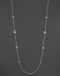 Stations of blue topaz sparkle on this sterling silver necklace from Ippolita. Stations of blue topaz sparkle on this sterling silver necklace from Ippolita.