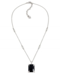 A singular statement. Carolee brings fashion to the forefront in its new pendant, crafted from silver-tone mixed metal and featuring a black glass stone at the center. Approximate adjustable length: 16 inches + 2-inch extender. Approximate drop: 1 inch. A singular statement. Carolee brings fashion to the forefront in its new pendant, crafted from silver-tone mixed metal and featuring a black glass stone at the center. Approximate adjustable length: 16 inches + 2-inch extender. Approximate drop: 1 inch.