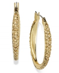 Traditional oval hoops in alluring topaz hues, by Charter Club. Accented with glass stones. Crafted in gold tone mixed metal. Approximate diameter: 1 inch. Traditional oval hoops in alluring topaz hues, by Charter Club. Accented with glass stones. Crafted in gold tone mixed metal. Approximate diameter: 1 inch.