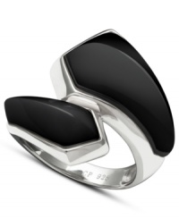 Retro chic. This savvy statement ring features stacked onyx stones (10 ct. t.w.) in a funky sterling silver wrap band. Size 7. Retro chic. This savvy statement ring features stacked onyx stones (10 ct. t.w.) in a funky sterling silver wrap band. Size 7.