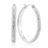 Sterling Silver White Swarovski Crystal Hoop Earrings