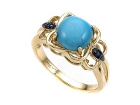 Carlo Viani® 14K Yellow Gold Blue Turquoise Ring with Blue Sapphire Carlo Viani® 14K Yellow Gold Blue Turquoise Ring with Blue Sapphire