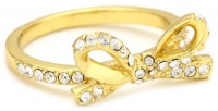 Kate Spade New York Skinny Mini Clear Gold-Tone Pave Bow Ring, Size 7 Kate Spade New York Skinny Mini Clear Gold-Tone Pave Bow Ring, Size 7