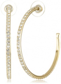 Judith Leiber Jewelry Single Row Pave Swarovski Champagne and Crystal Hoop Earrings Judith Leiber Jewelry Single Row Pave Swarovski Champagne and Crystal Hoop Earrings