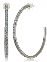 Judith Leiber Jewelry Single Row Pave Swarovski Crystal Gunmetal and Ombre Hoop Earrings Judith Leiber Jewelry Single Row Pave Swarovski Crystal Gunmetal and Ombre Hoop Earrings