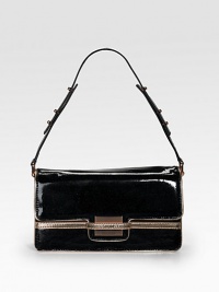 THE LOOKRectangle shape Contrast metallic trim details Patent leather with embedded glitter Embroidered logo on back Decorative metal hardware Adjustable shoulder strap Front flap magnetic closure One inside zip pocket Two inside open pocketsTHE FITAdjustable shoulder strap, 9-12 drop 11W X 7H X 2DTHE MATERIALLeather Fully linedORIGINImported THE LOOKRectangle shape Contrast metallic trim details Patent leather with embedded glitter Embroidered logo on back Decorative metal hardware Adjustable shoulder strap Front flap magnetic closure One inside zip pocket Two inside open pocketsTHE FITAdjustable shoulder strap, 9-12 drop 11W X 7H X 2DTHE MATERIALLeather Fully linedORIGINImported