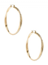 GUESS Gold-Tone Rhinestone Twisted Hoop Earrin, GOLD GUESS Gold-Tone Rhinestone Twisted Hoop Earrin, GOLD