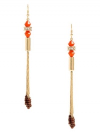 GUESS Gold-Tone Tassel Earrings With Coral-Col, GOLD GUESS Gold-Tone Tassel Earrings With Coral-Col, GOLD