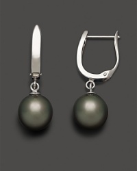 14 Kt. White Gold Tahitian Black Pearl Leverback Earrings 14 Kt. White Gold Tahitian Black Pearl Leverback Earrings