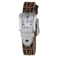 Fendi B. Fendi Ladies Brown Fabric Leather Strap Mother of Pearl Dial Watch F371242F Fendi B. Fendi Ladies Brown Fabric Leather Strap Mother of Pearl Dial Watch F371242F